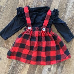 Buffalo Plaid Jumper with Long Sleeve Shirt